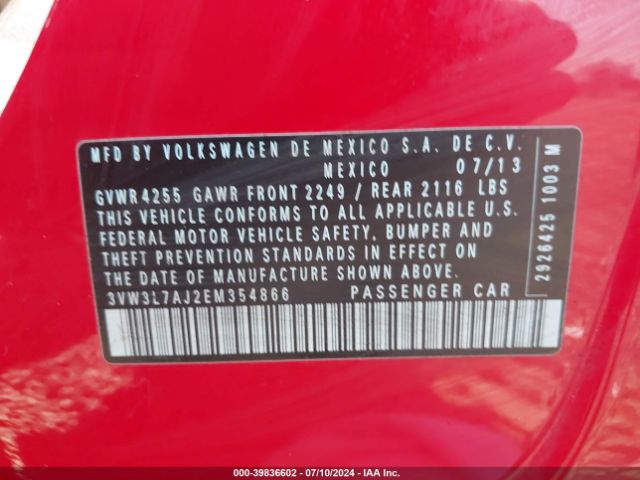 3VW3L7AJ2EM354866 Volkswagen Jetta 2.0l Tdi