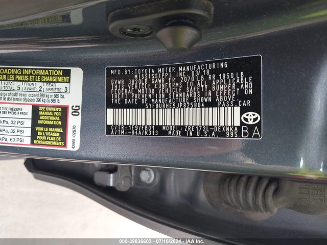 Toyota COROLLA LE 2018 5YFBURHE9JP825804 Image 9