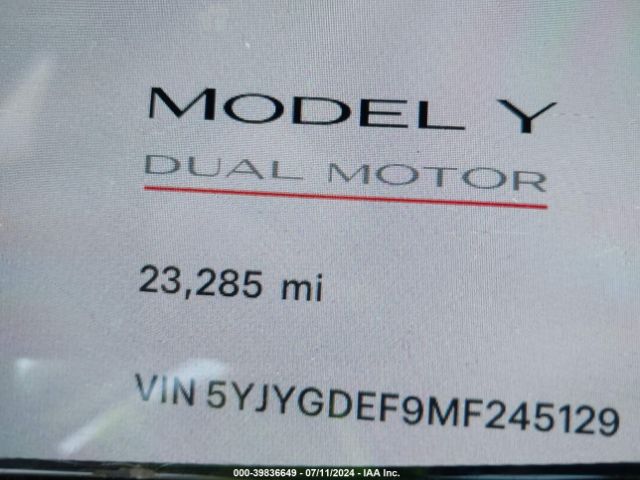 5YJYGDEF9MF245129 Tesla Model Y Performance Dual Motor All-wheel Drive