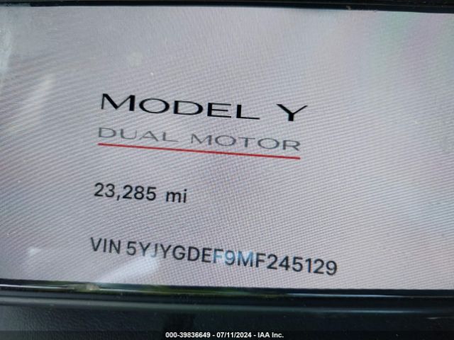 5YJYGDEF9MF245129 Tesla Model Y Performance Dual Motor All-wheel Drive