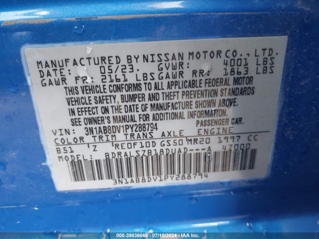 Nissan Sentra Sr Xtronic Cvt 2023 3N1AB8DV1PY288794 Image 9