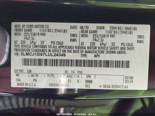 5LMCJ1D97LUL24349 Lincoln Corsair Standard
