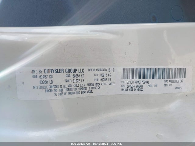 2013 FIAT 500 3C3CFFAR0DT752841 Photo 8