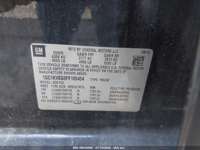 Chevrolet Silverado 2500hd Lt 2015 1GC1KVEG8FF185454 Image 9
