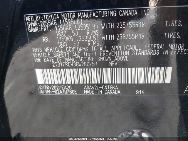 Toyota Rav4 Limited 2016 2T3YFREV3GW286751 Image 9