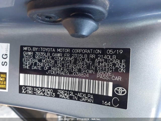 Toyota COROLLA LE 2020 JTDEPRAE5LJ038824 Image 9