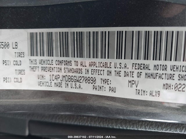 Jeep Cherokee Limited 2016 1C4PJMDB6GW270890 Image 9