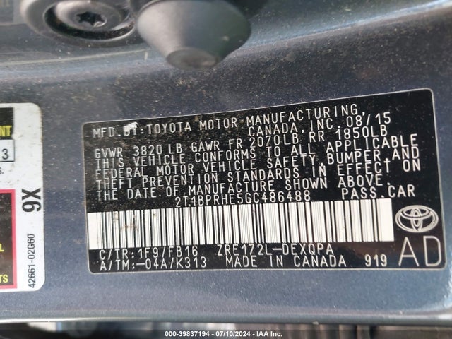 Toyota Corolla Le Eco 2016 2T1BPRHE5GC486488 Image 9