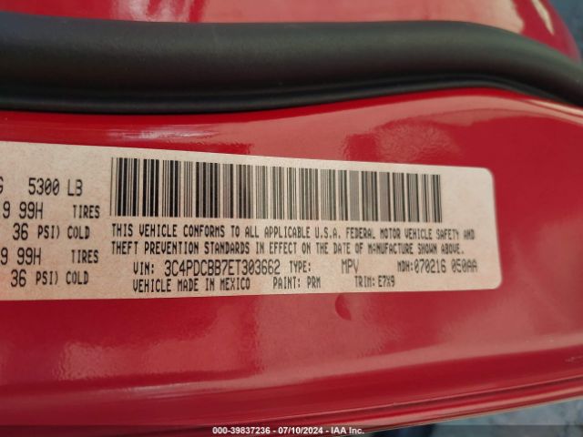3C4PDCBB7ET303662 Dodge Journey Sxt