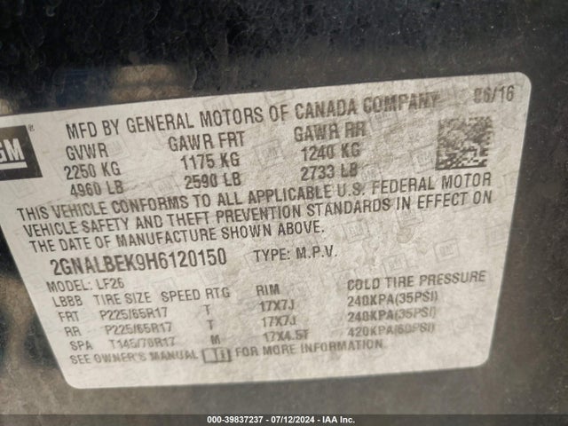 Chevrolet EQUINOX LS 2017 2GNALBEK9H6120150 Image 9