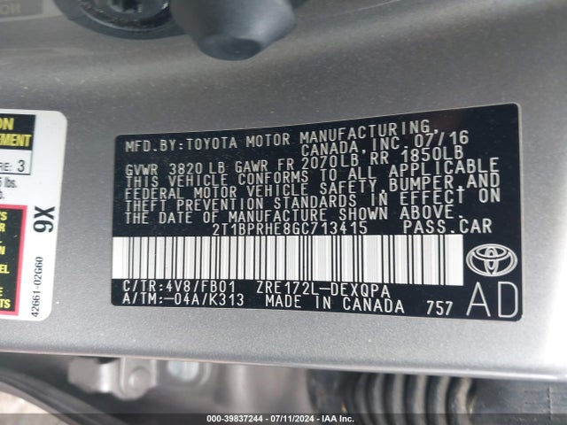 Toyota Corolla Le Eco 2016 2T1BPRHE8GC713415 Image 9