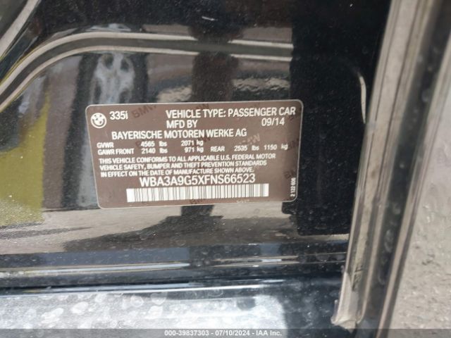 WBA3A9G5XFNS66523 BMW 335i