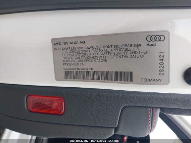 WAUB4AF46PA084338 Audi S4 Premium Plus Tfsi Quattro Tiptronic