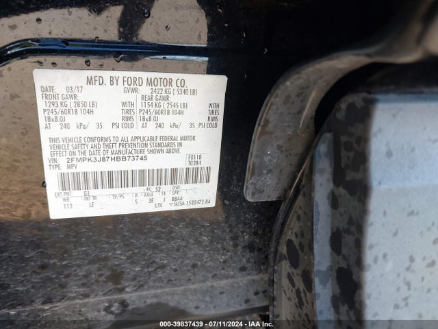 Ford EDGE SEL 2017 2FMPK3J87HBB73745 Image 9
