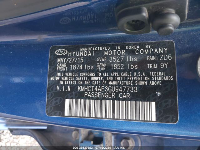 KMHCT4AE3GU947733 Hyundai ACCENT SE