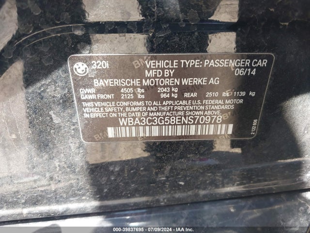 WBA3C3G58ENS70978 BMW 320i Xdrive