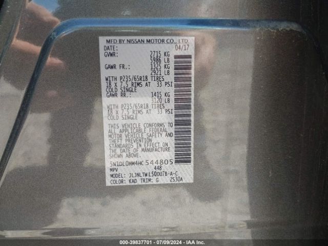 5N1DL0MM4HC544805 Infiniti QX60