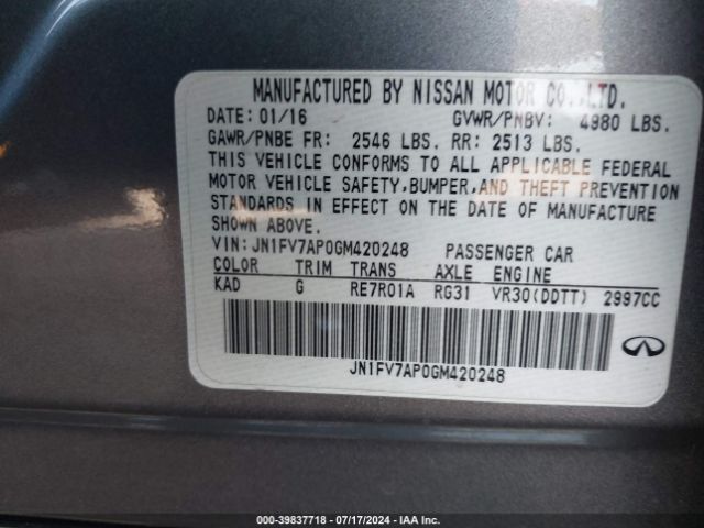 JN1FV7AP0GM420248 Infiniti Q50 3.0t Red Sport 400