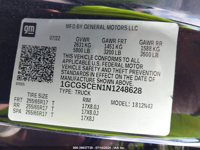 1GCGSCEN1N1248628 Chevrolet Colorado 2wd  Short Box Lt