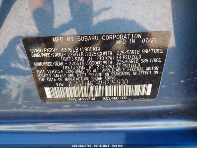 JF2GTHMC9MH226930 Subaru Crosstrek Limited
