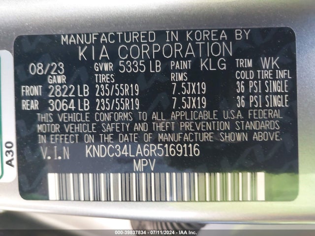 KIA Ev6 Wind 2024 KNDC34LA6R5169116 Image 9