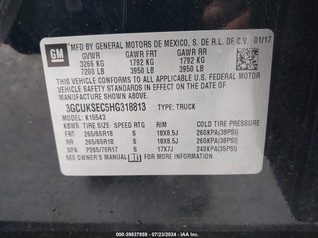 Chevrolet Silverado 1500 2lz 2017 3GCUKSEC5HG318813 Image 9