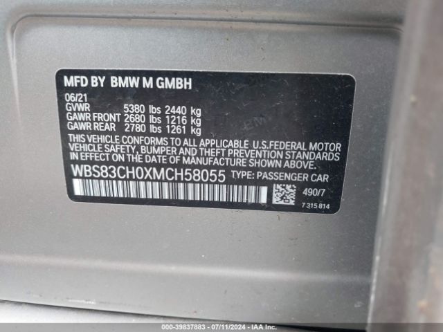 WBS83CH0XMCH58055 BMW M5