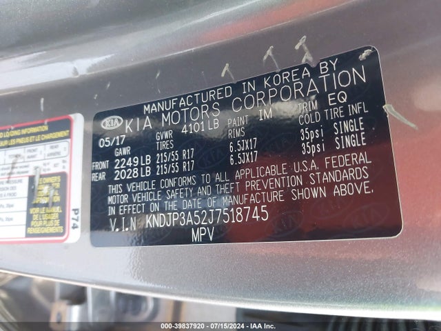 KIA SOUL + 2018 KNDJP3A52J7518745 Image 9