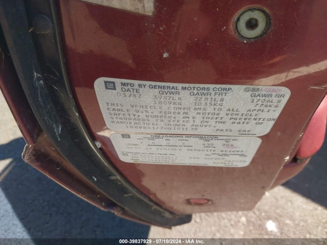 1987 CADILLAC ALLANTE 1G6VR3177HU101178 Photo 8
