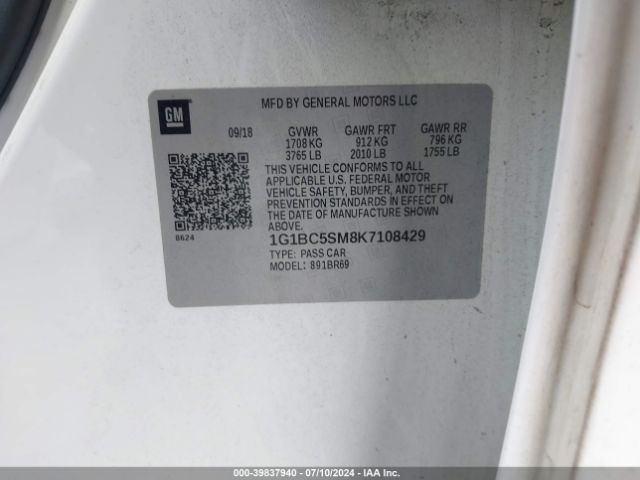 1G1BC5SM8K7108429 Chevrolet CRUZE LS