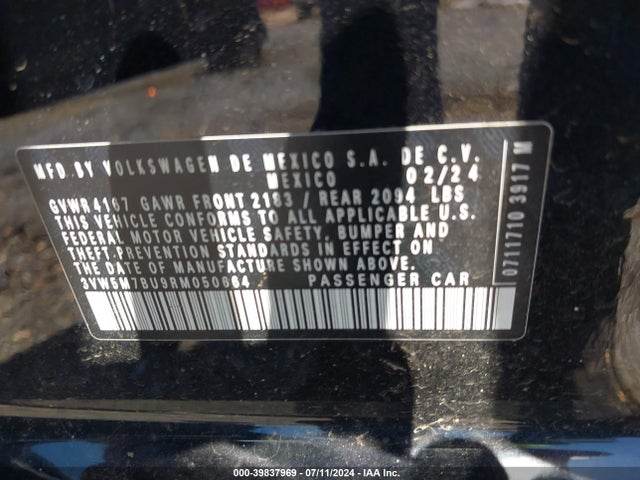 3VW5M7BU9RM050664 Volkswagen Jetta 1.5t S