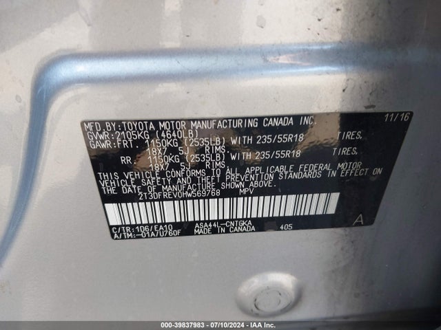 2T3DFREV0HW569768 Toyota Rav4 Platinum