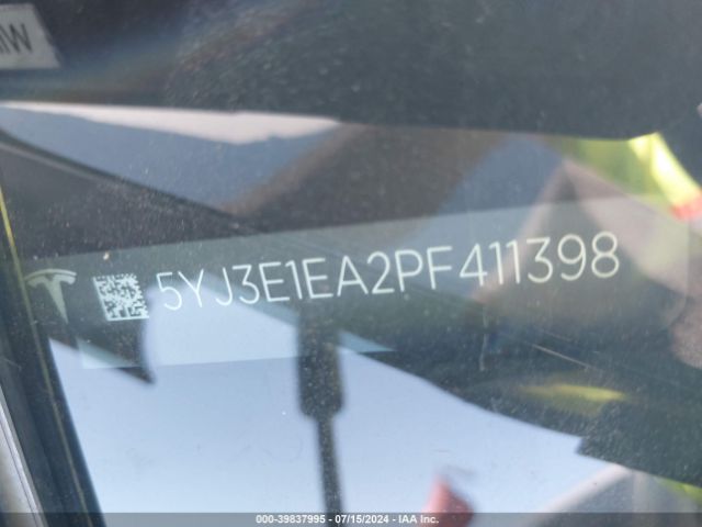 5YJ3E1EA2PF411398 Tesla Model 3 Rear-wheel Drive