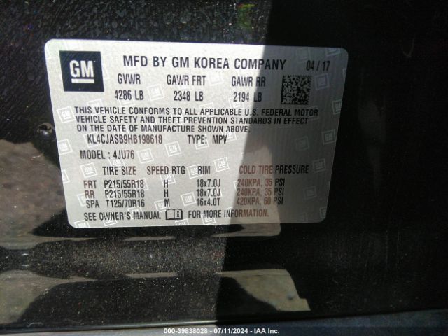 KL4CJASB9HB198618 Buick Encore Preferred
