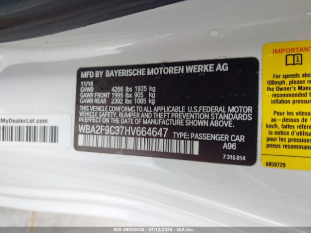 WBA2F9C37HV664647 BMW 230I