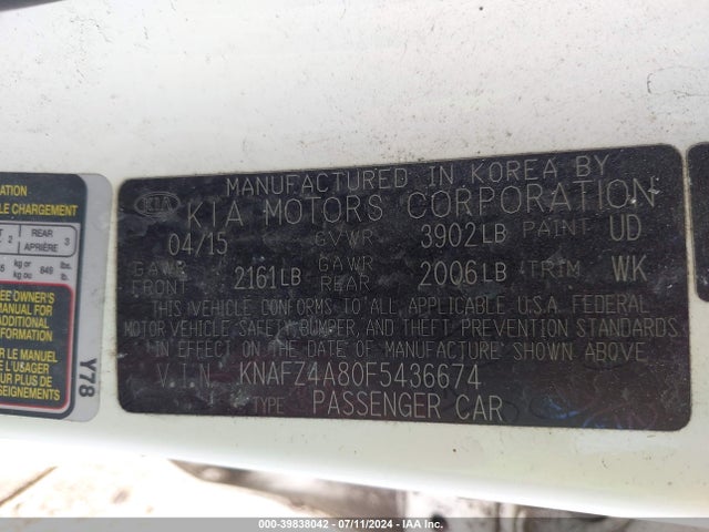 KIA FORTE EX 2015 KNAFZ4A80F5436674 Image 9