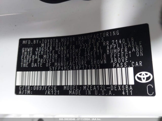 Toyota COROLLA SE 2024 5YFP4MCEXRP171231 Image 9