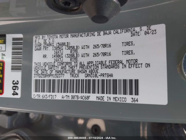 3TMDZ5BN9PM152377 Toyota Tacoma Trd Off Road
