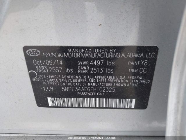 5NPE34AF6FH102325 Hyundai Sonata Limited