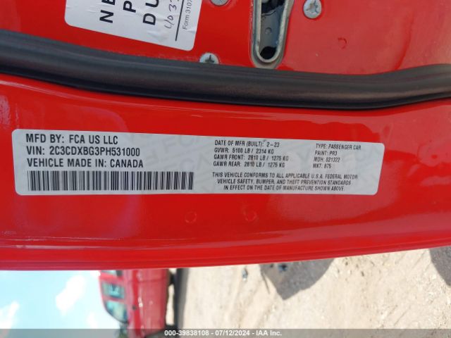 2C3CDXBG3PH531000 Dodge Charger Sxt