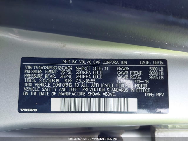 Volvo Xc70 T5 Platinum 2016 YV4612NM3G1243494 Image 9