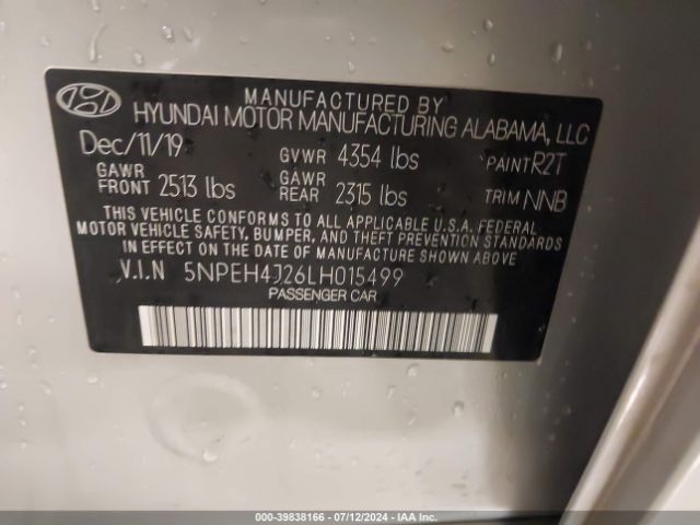 5NPEH4J26L8015499 Hyundai Sonata Limited