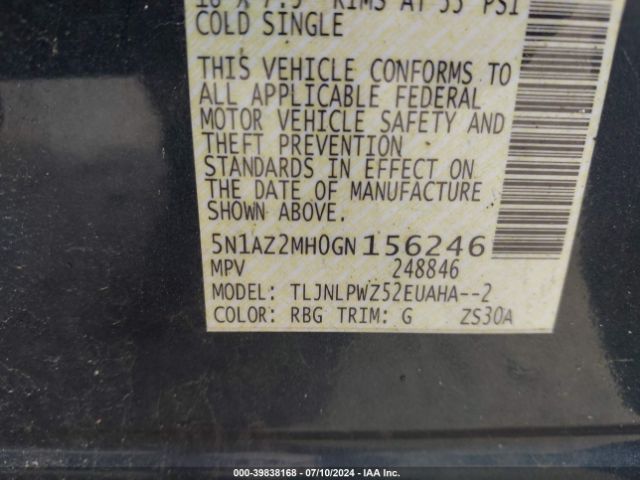 5N1AZ2MH0GN156246 Nissan MURANO S