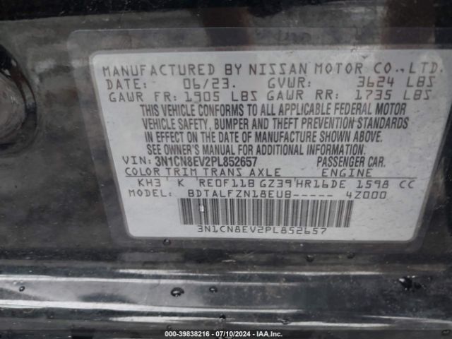 3N1CN8EV2PL852657 Nissan Versa 1.6 Sv Xtronic Cvt