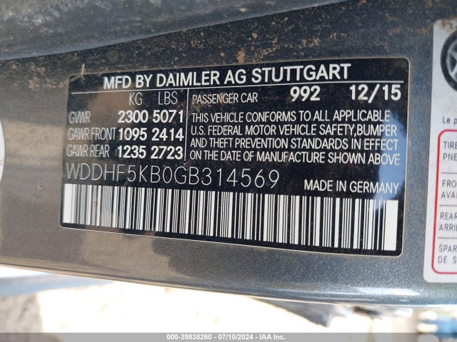 Mercedes-Benz E 350 2016 WDDHF5KB0GB314569 Image 9