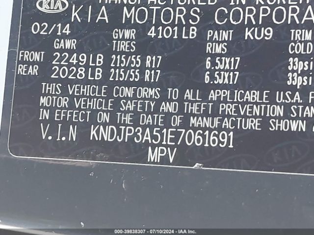 KNDJP3A51E7061691 KIA SOUL +