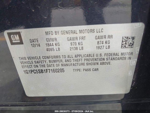 Chevrolet Cruze 1lt Auto 2015 1G1PC5SB1F7160205 Image 9