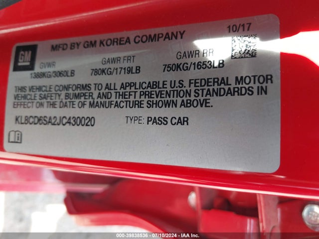 Chevrolet Spark 1lt Cvt 2018 KL8CD6SA2JC430020 Image 9