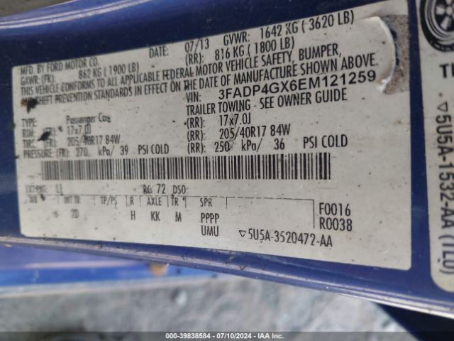 3FADP4GX6EM121259 Ford FIESTA ST