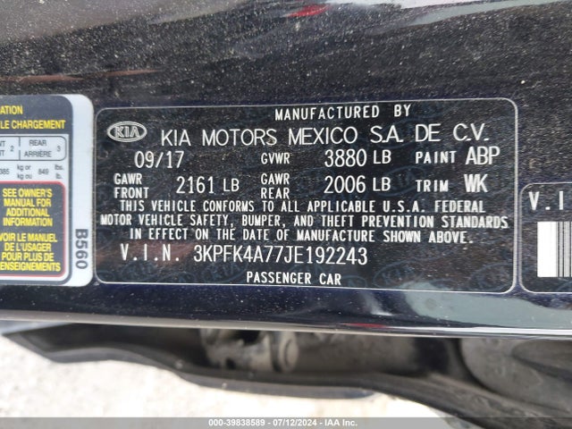 KIA FORTE LX 2018 3KPFK4A77JE192243 Image 9